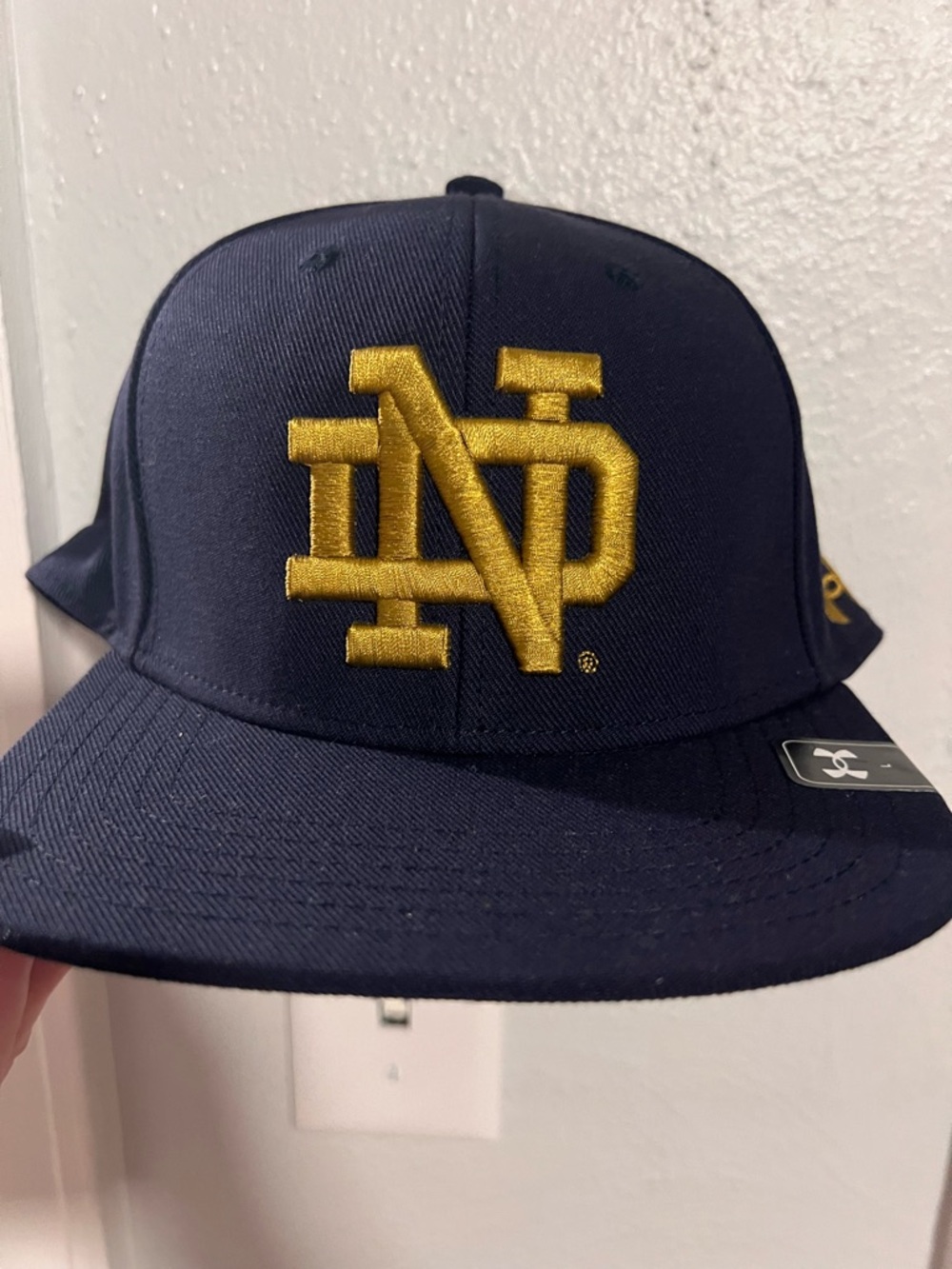 Under Armour Navy Blue and Gold Notre Dame Fitted Hat